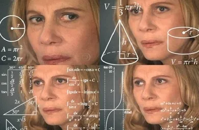 Woman confused math equations