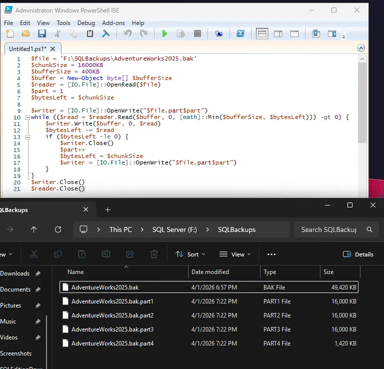 Powershell chunk file