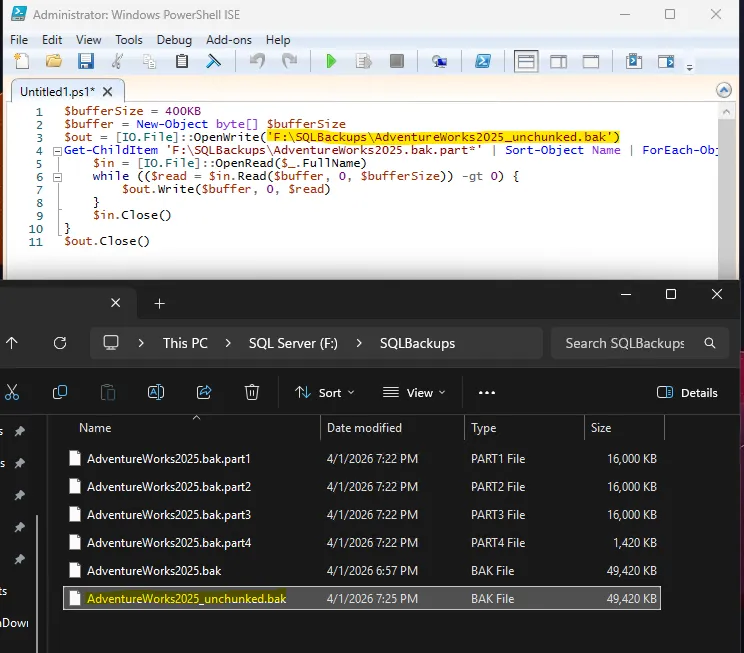 PowerShell unchunk file