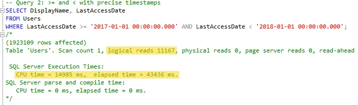 Query stats with greater than or less than
